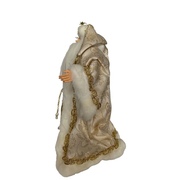 SANTA HOLDING PRESENTS CHRISTMAS TREE TOPPER IVORY & GOLD 12" TABLE DECORATION - Picture 6 of 7